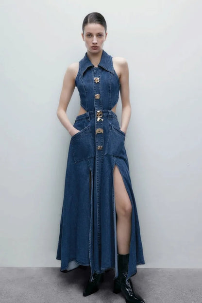 Chic Split Denim Maxi